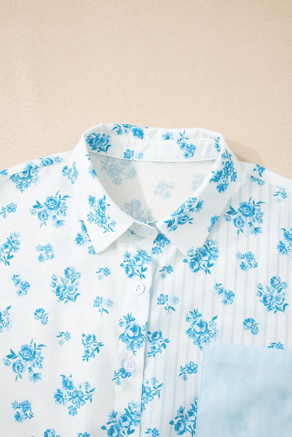 Grateful Threads Boutique Sky Blue Floral Striped Print PJ Set - Pajamas Sky Blue Floral Striped Print PJ Set