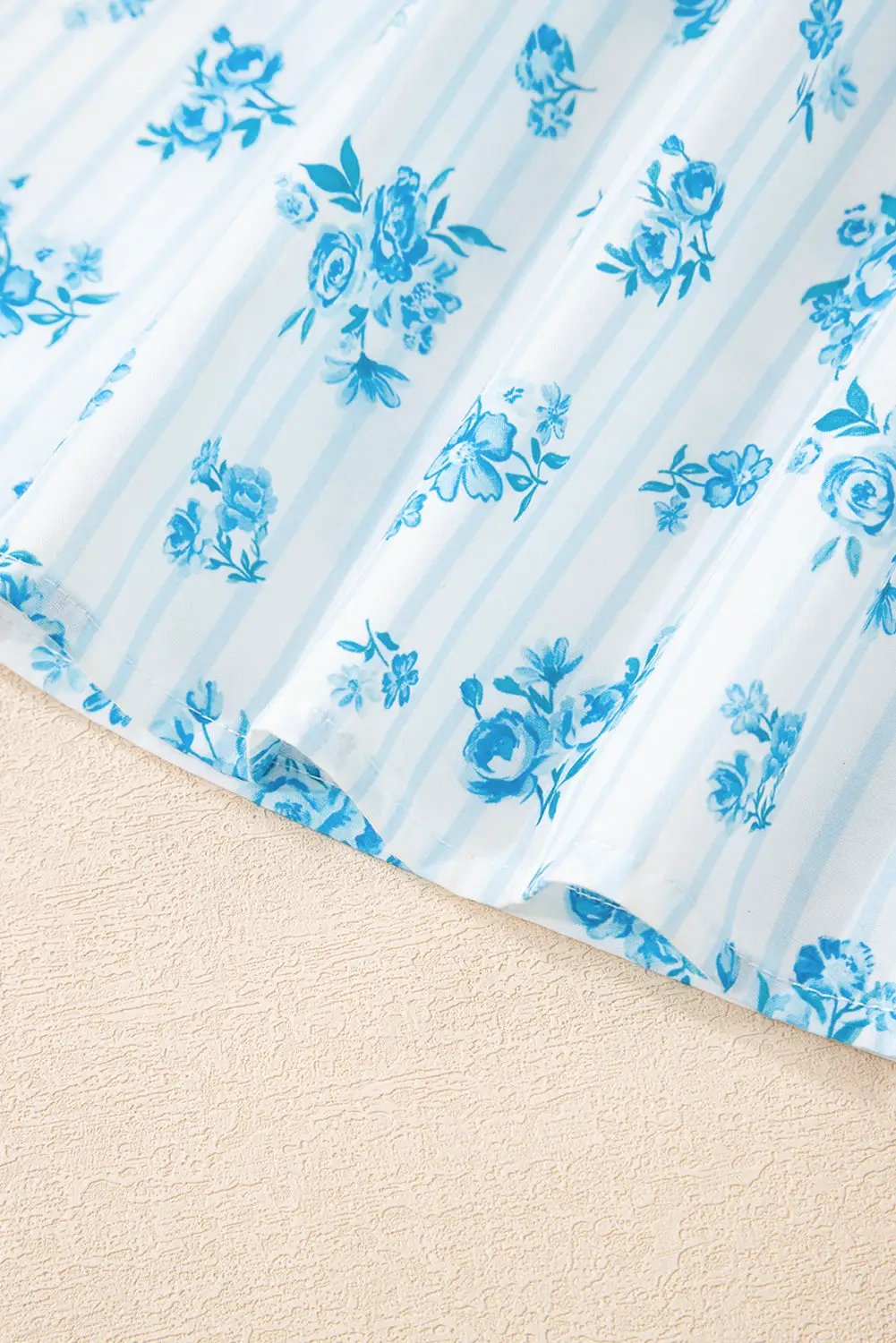 Grateful Threads Boutique Sky Blue Floral Striped Print PJ Set - Pajamas Sky Blue Floral Striped Print PJ Set