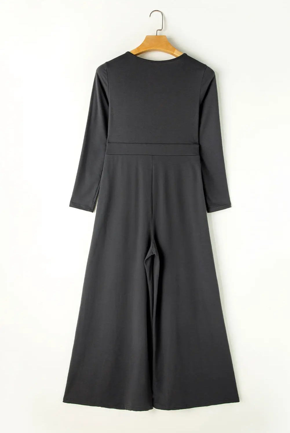Grateful Threads Boutique Grey Button Long Sleeve Wide Leg Jumpsuit – Effortless Style & Comfort - One-Pieces Gray Button Long Sleeve Wide Leg Jumpsuit