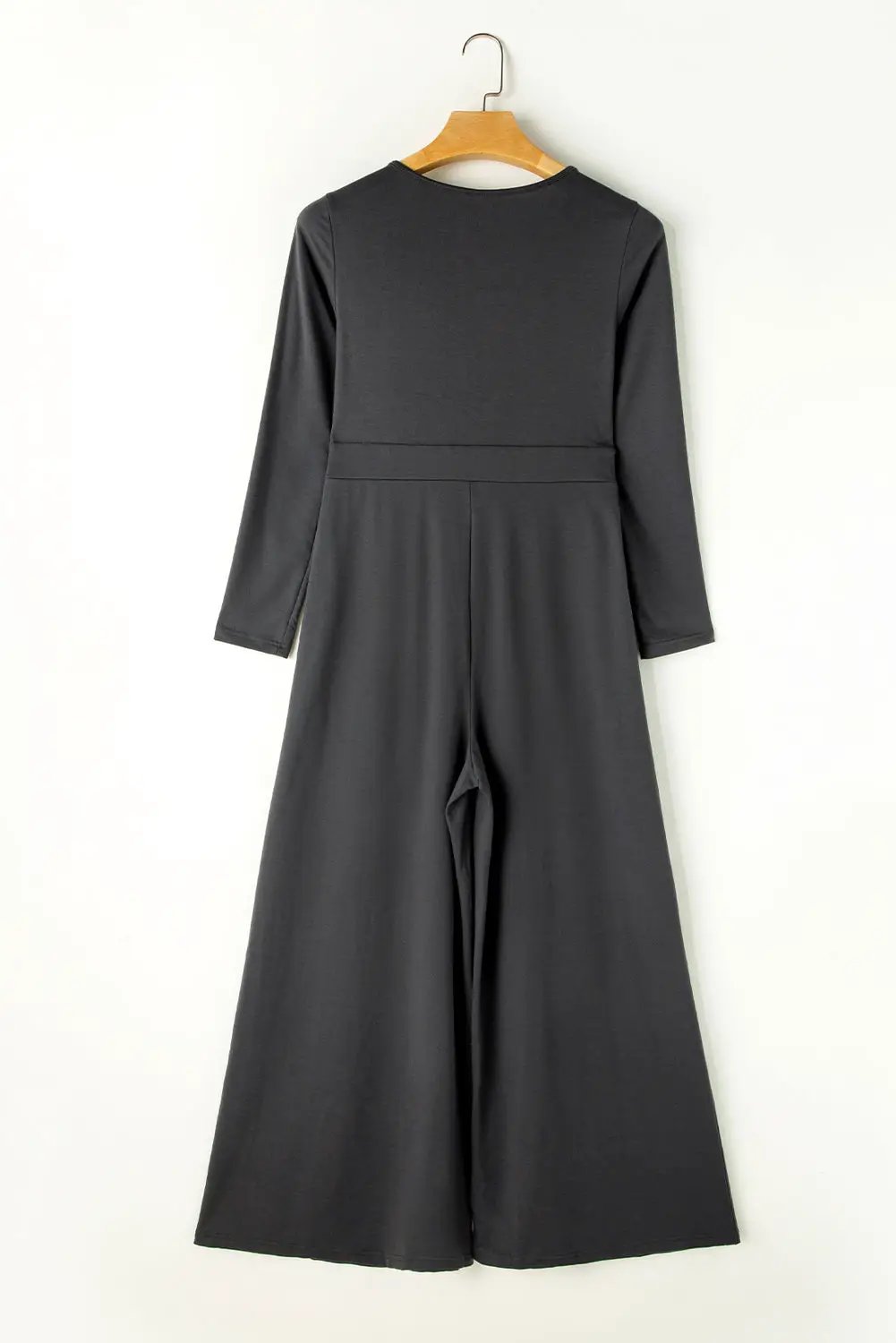 Grateful Threads Boutique Grey Button Long Sleeve Wide Leg Jumpsuit – Effortless Style & Comfort - One-Pieces Gray Button Long Sleeve Wide Leg Jumpsuit