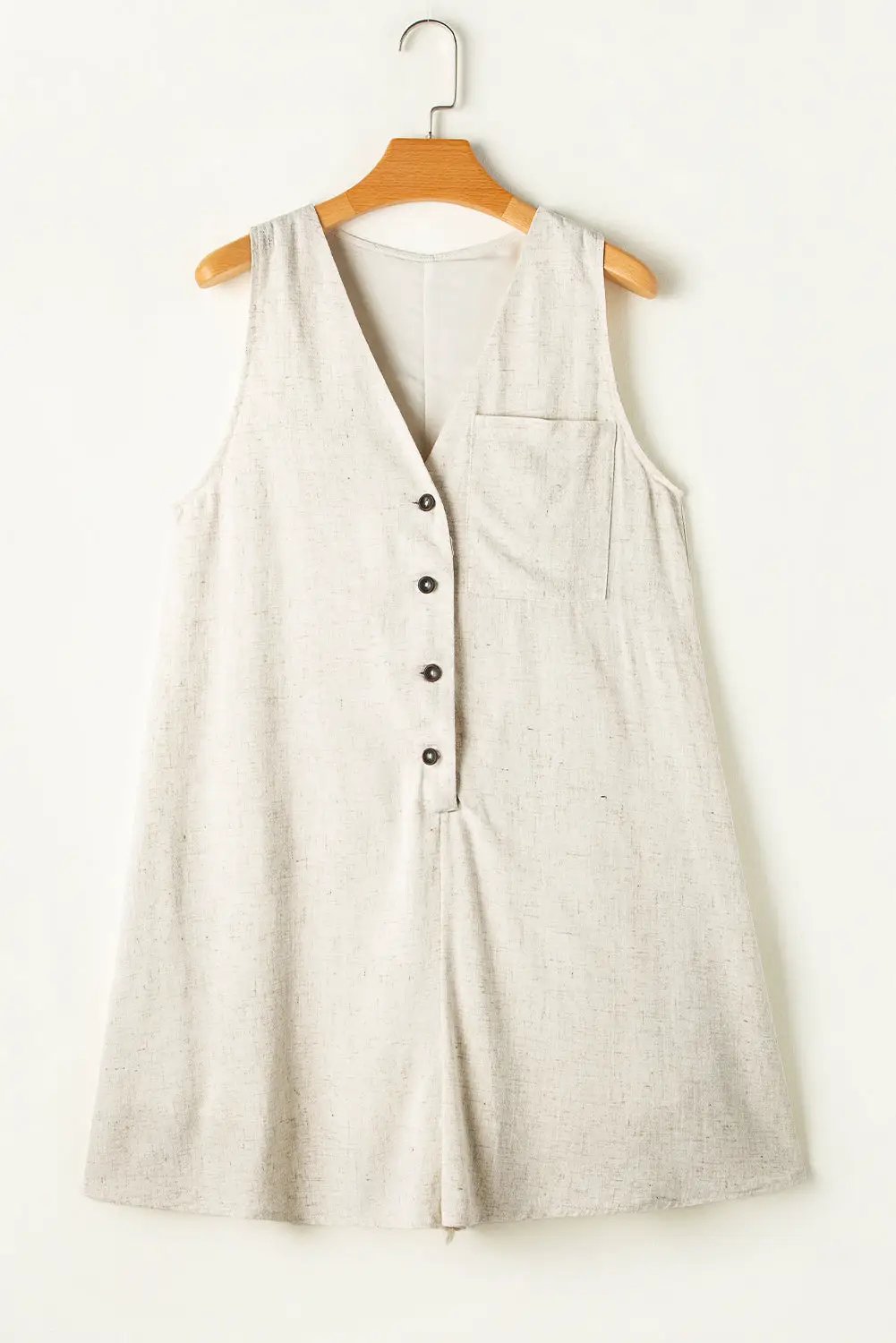 Grateful Threads Boutique Beige Sleeveless V-Neck Romper - One-Pieces Beige V Neck Romper