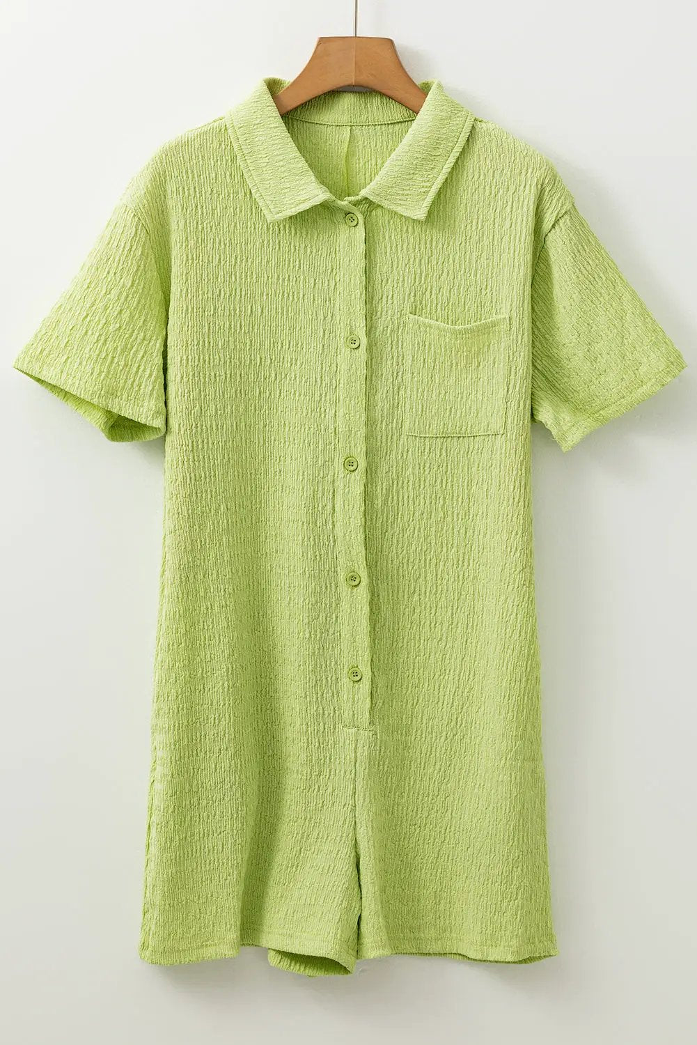 Grateful Threads Boutique Meadow Mist Green Textured Romper – Effortless Style & Comfort - One-Pieces green textured romper