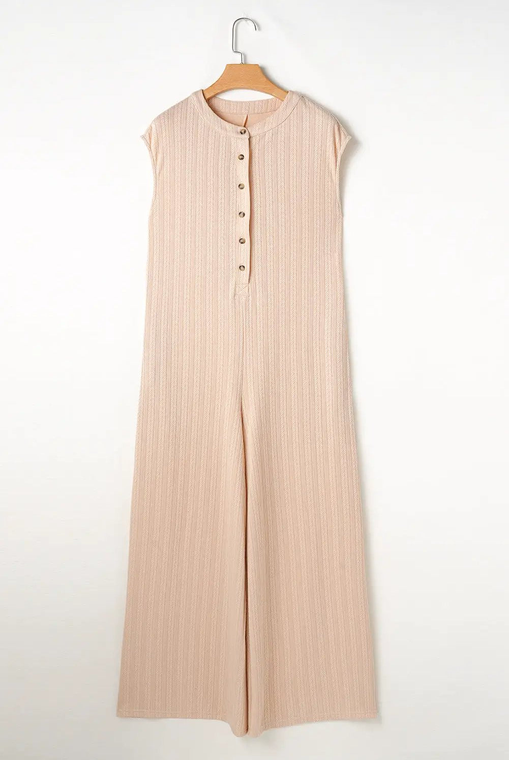 Grateful Threads Boutique Textured Buttoned Wide Leg Sleeveless Jumpsuit – Smoke Gray Chic - One-Pieces gray wide leg sleeveless jumpsuit