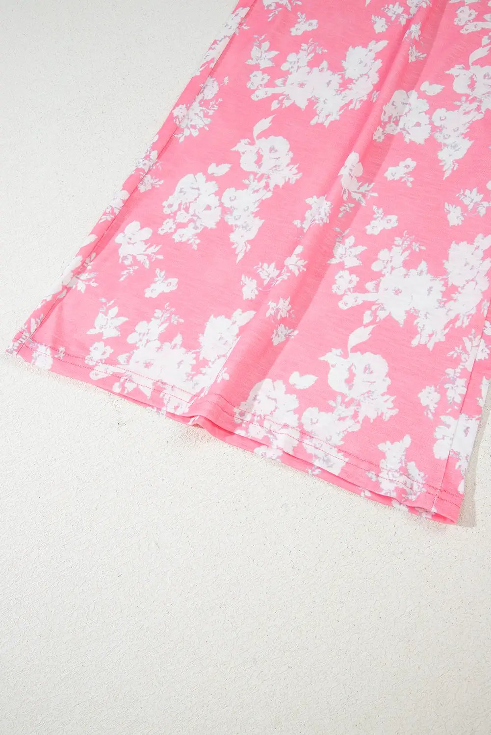 Grateful Threads Boutique Pink Floral Print Wide Leg Sleeveless Jumpsuit – Fresh & Flirty - One-Pieces Pink Floral Print Half Button Wide Leg Relaxed Sleeveless Jumpsuit