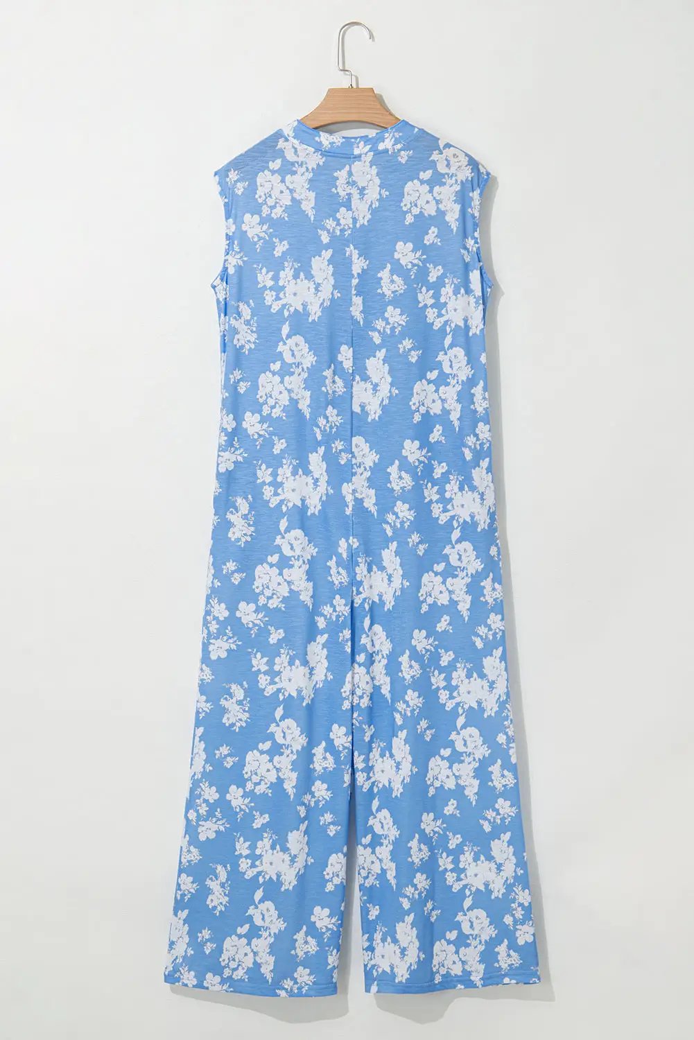 Grateful Threads Boutique Blue Floral Print Wide Leg Jumpsuit – Effortless Style & Comfort - One-Pieces wide leg blue floral jumpsuit