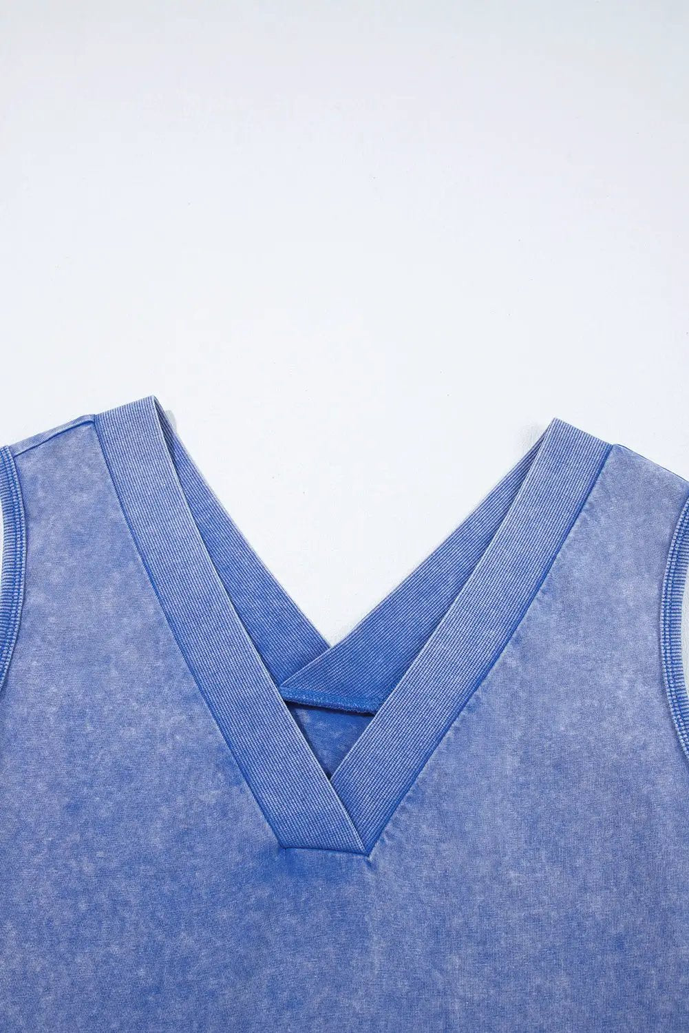 Grateful Threads Boutique Sky Blue Mineral Wash Sleeveless Pocket Romper – Easygoing Chic - One-Pieces Sky Blue Mineral Wash Pocketed Sleeveless V Neck Loose Romper