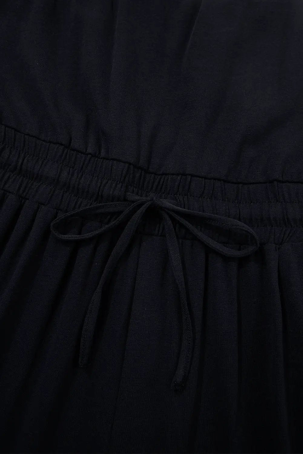 Grateful Threads Boutique Black Drawstring Wide Leg Cargo Pockets Sleeveless Jumpsuit - One-Pieces Black Drawstring Wide Leg Cargo Pockets Sleeveless Jumpsuit