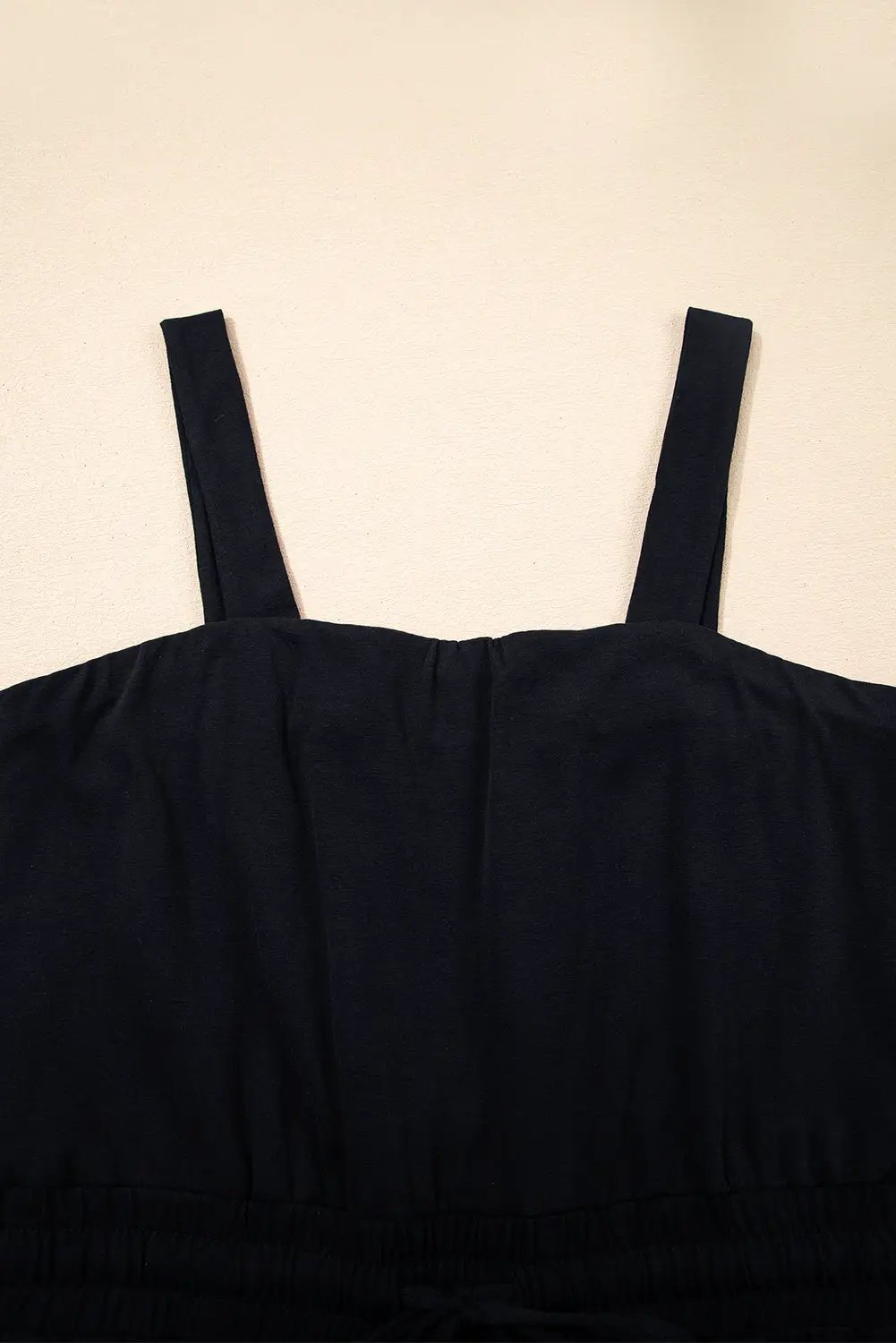 Grateful Threads Boutique Black Drawstring Wide Leg Cargo Pockets Sleeveless Jumpsuit - One-Pieces Black Drawstring Wide Leg Cargo Pockets Sleeveless Jumpsuit