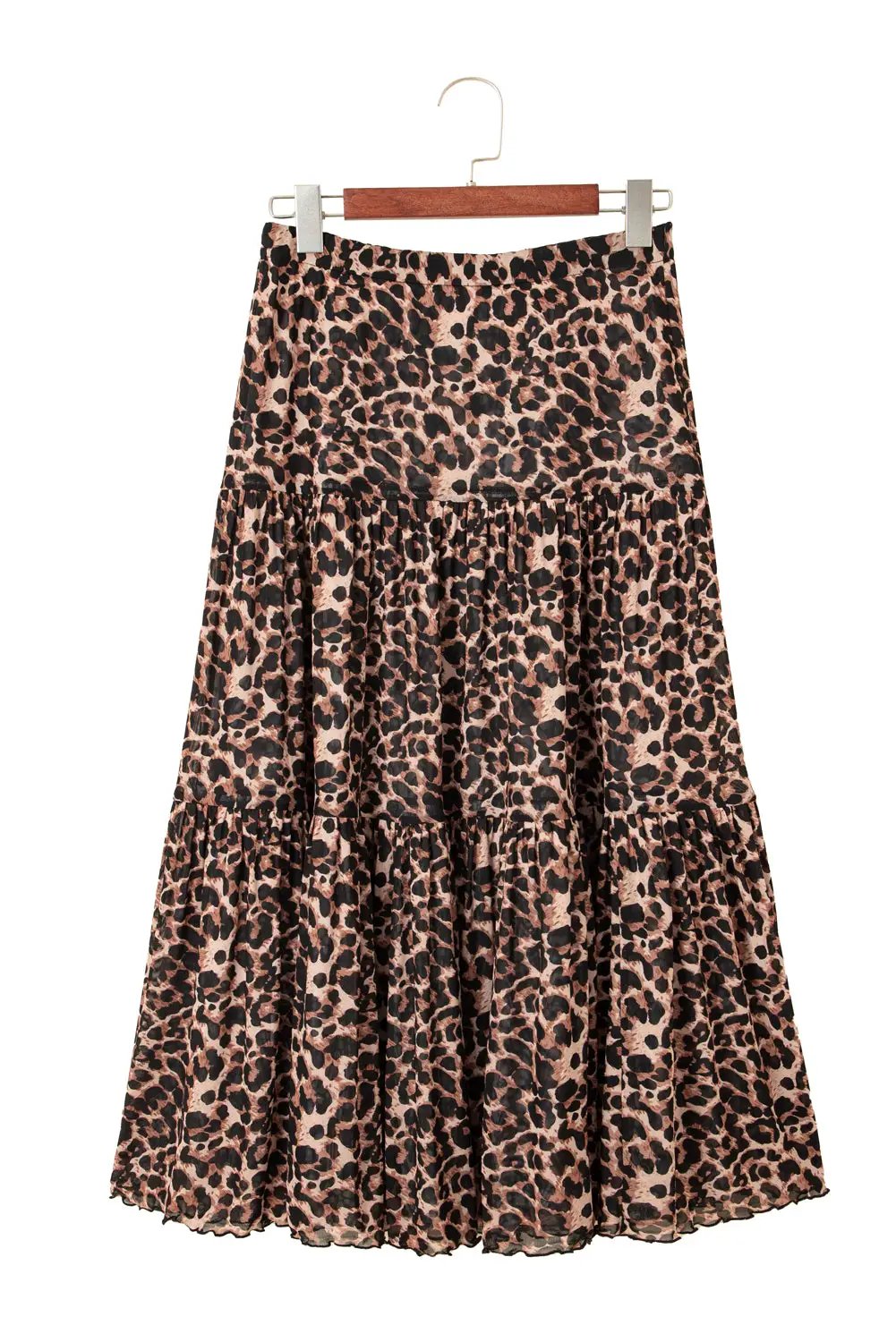 Grateful Threads Boutique Brown Leopard Floral Reversible Ruffle Hem Maxi Skirt - Skirts Brown Leopard Floral Reversible Ruffle Hem Maxi Skirt