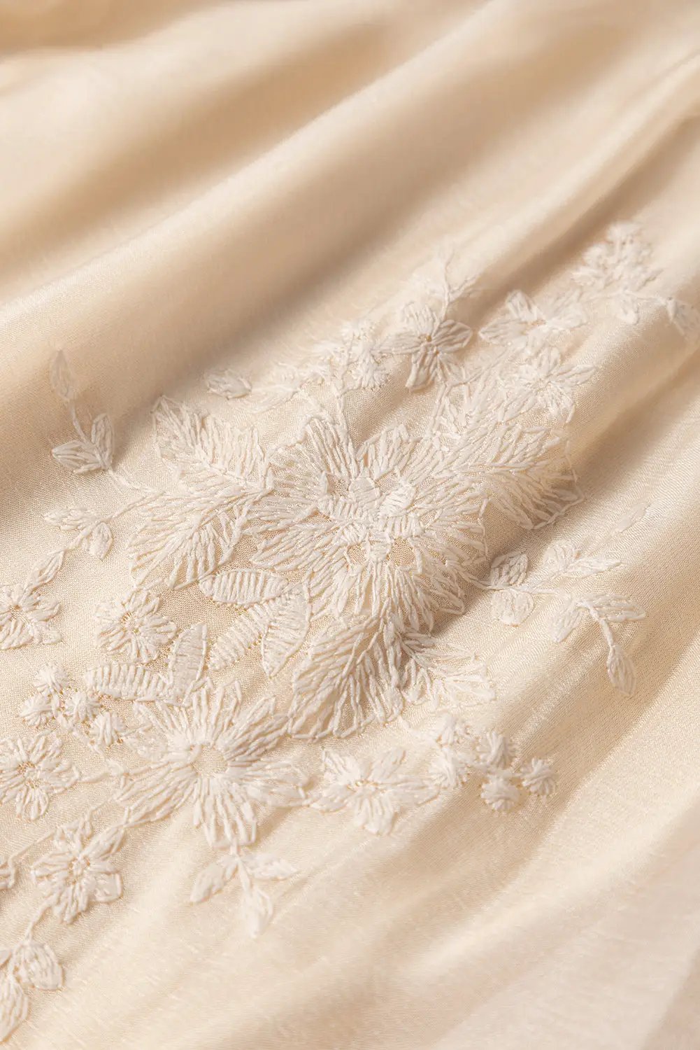 Grateful Threads Boutique Oatmeal Embroidered Mesh Overlay Flowy Long Skirt - Skirts Oatmeal Embroidered Mesh Overlay Flowy Long Skirt