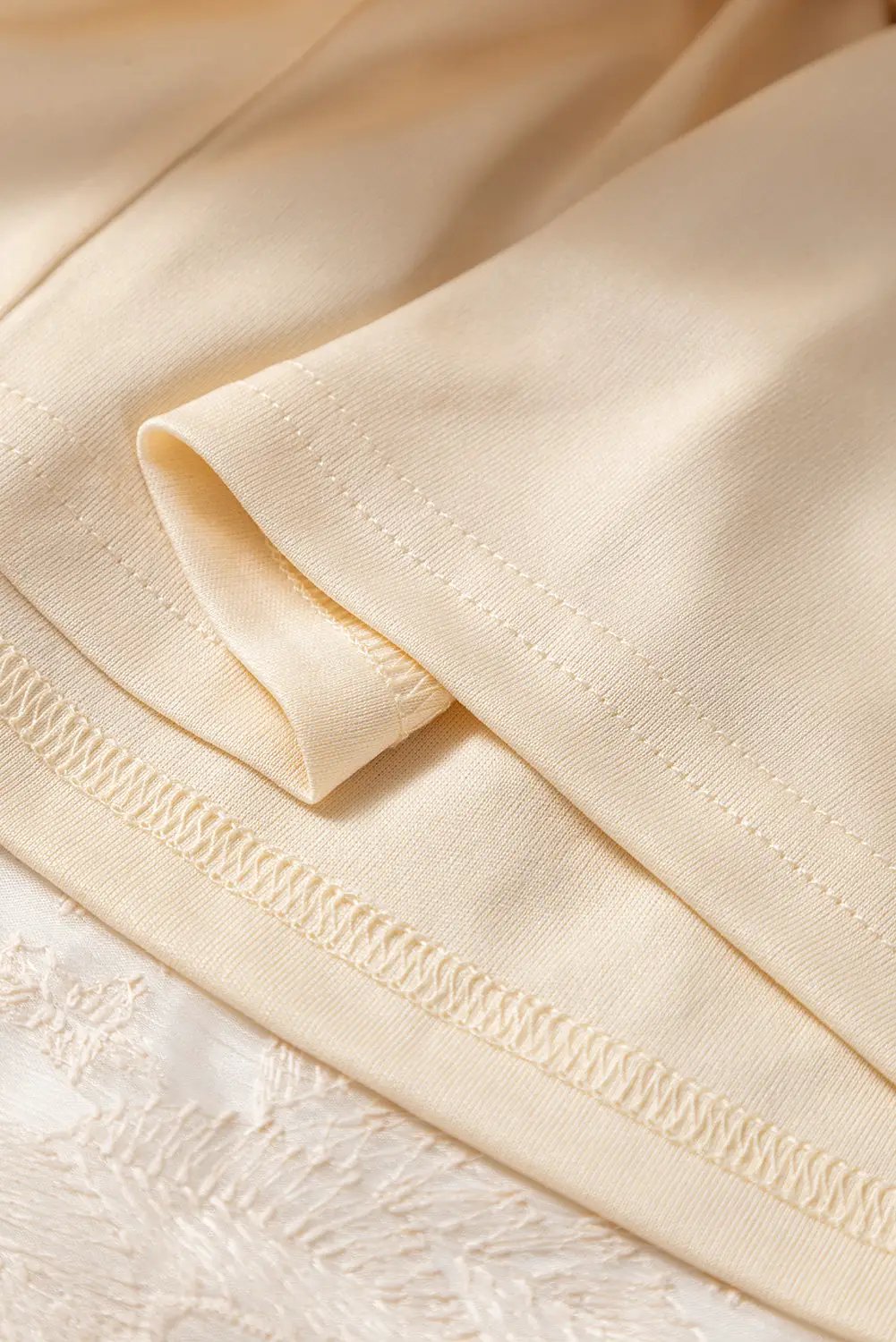 Grateful Threads Boutique Oatmeal Embroidered Mesh Overlay Flowy Long Skirt - Skirts Oatmeal Embroidered Mesh Overlay Flowy Long Skirt