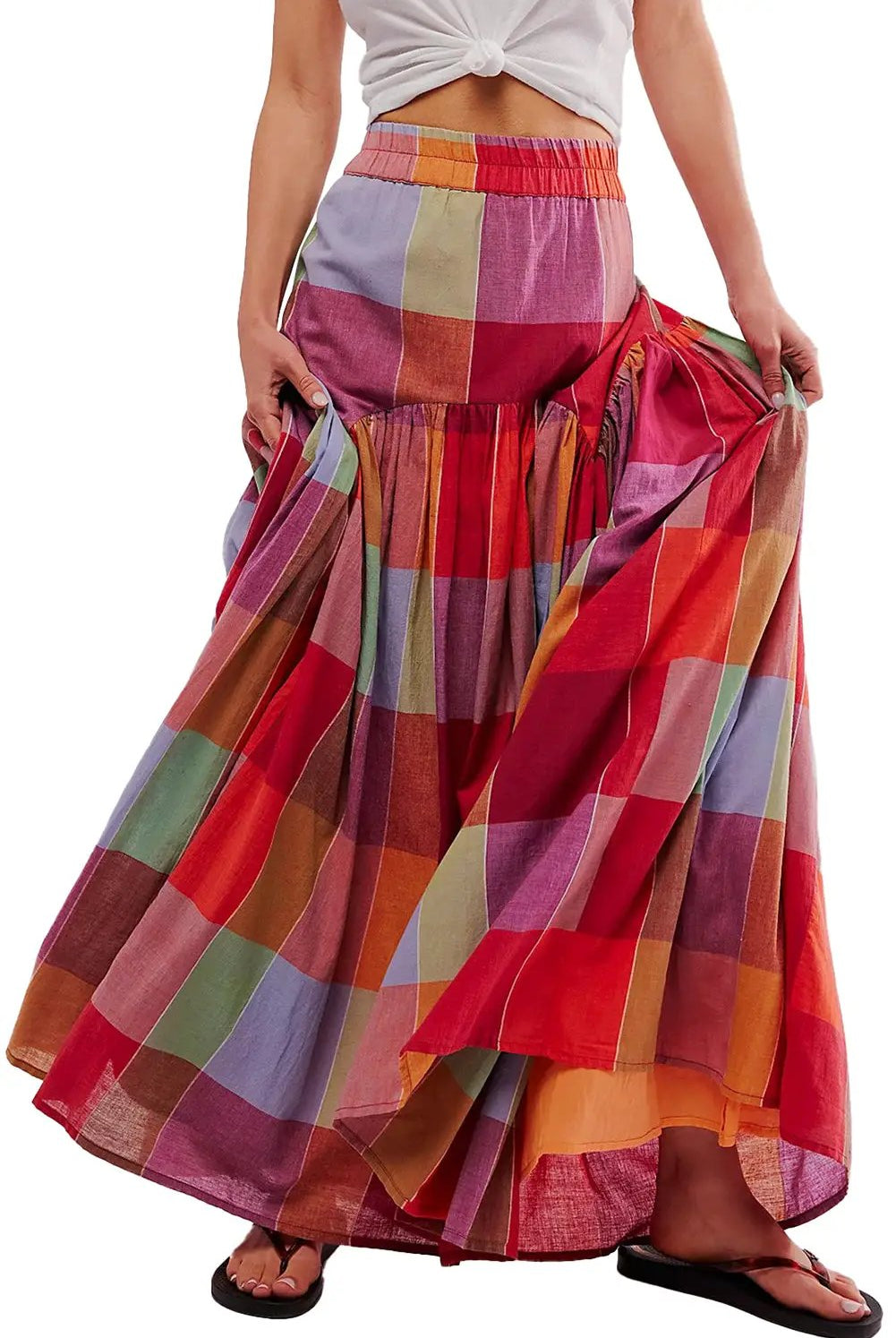 Grateful Threads Boutique Plaid High Waist Maxi Skirt - Skirts