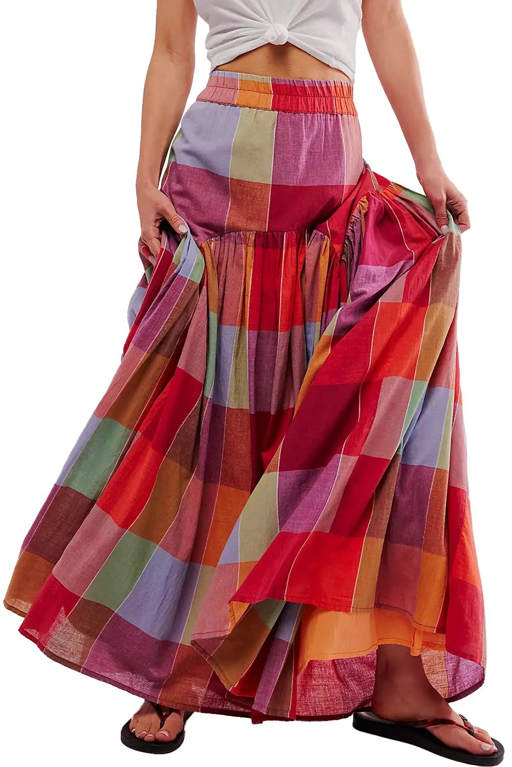 Grateful Threads Boutique Plaid High Waist Maxi Skirt - Skirts