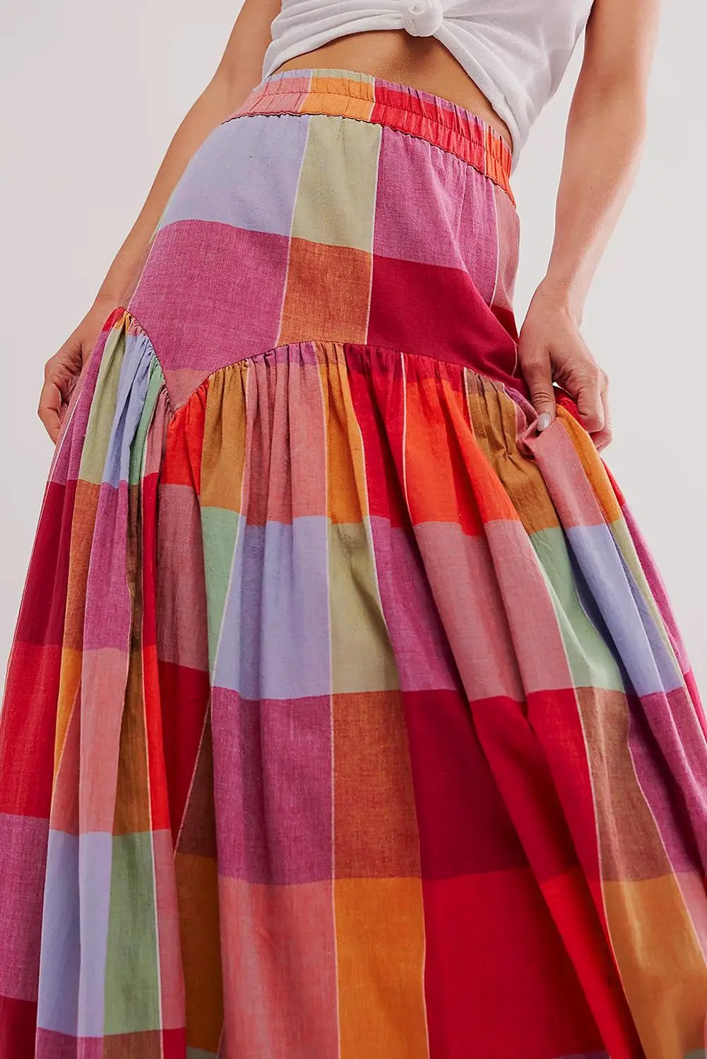 Grateful Threads Boutique Plaid High Waist Maxi Skirt - Skirts