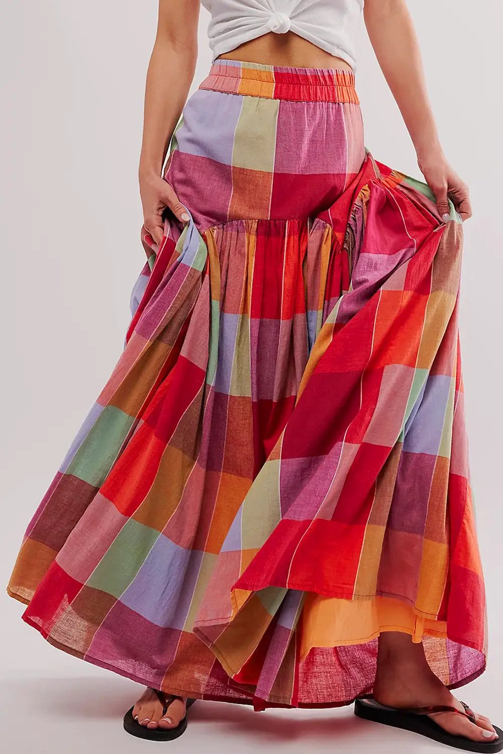 Grateful Threads Boutique Plaid High Waist Maxi Skirt - Skirts