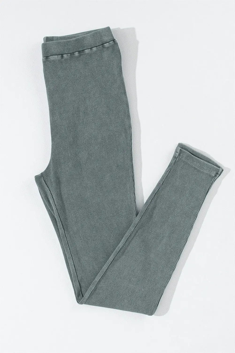 Grateful Threads Boutique Dark Grey Vintage Wash Ribbed Leggings - Leggings Dark Grey Vintage Wash Ribbed Leggings