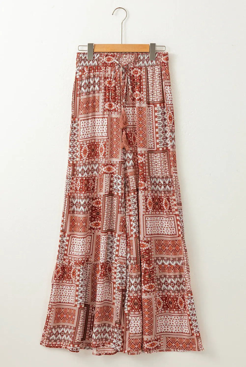 Grateful Threads Boutique Brown Boho Aztec Print Tiered Palazzo Pants - Pants