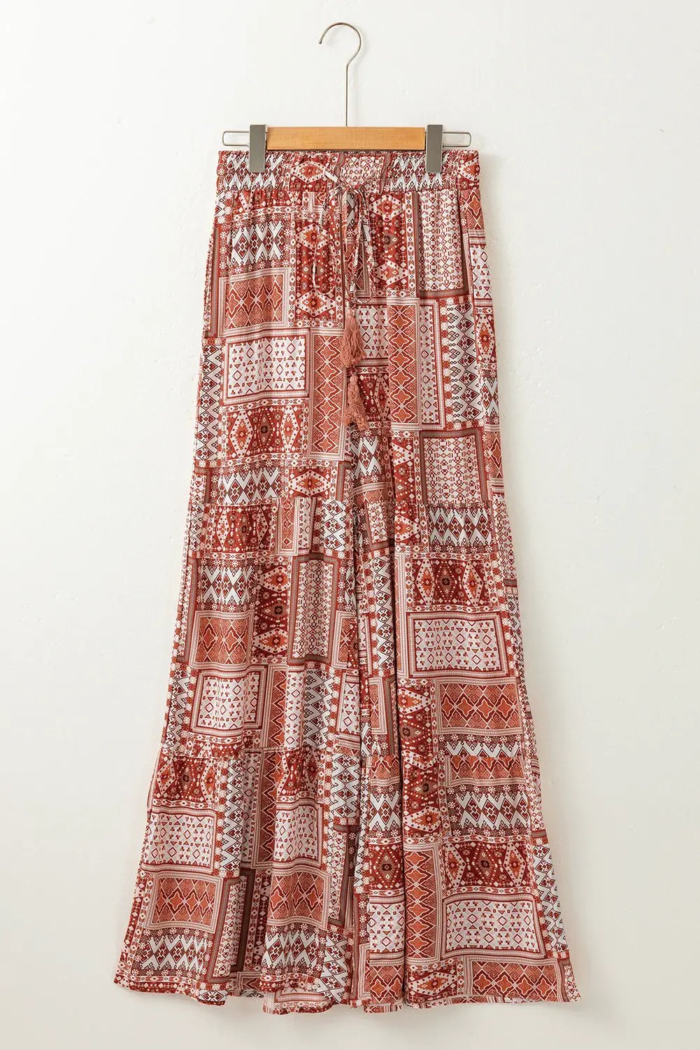 Grateful Threads Boutique Brown Boho Aztec Print Tiered Palazzo Pants - Pants