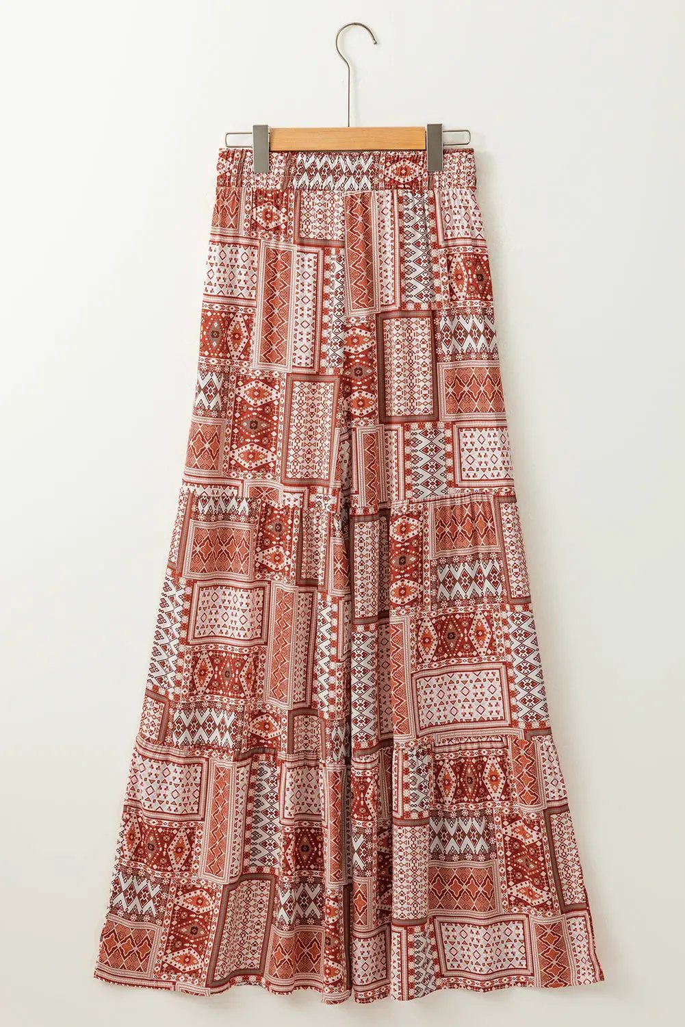 Grateful Threads Boutique Brown Boho Aztec Print Tiered Palazzo Pants - Pants