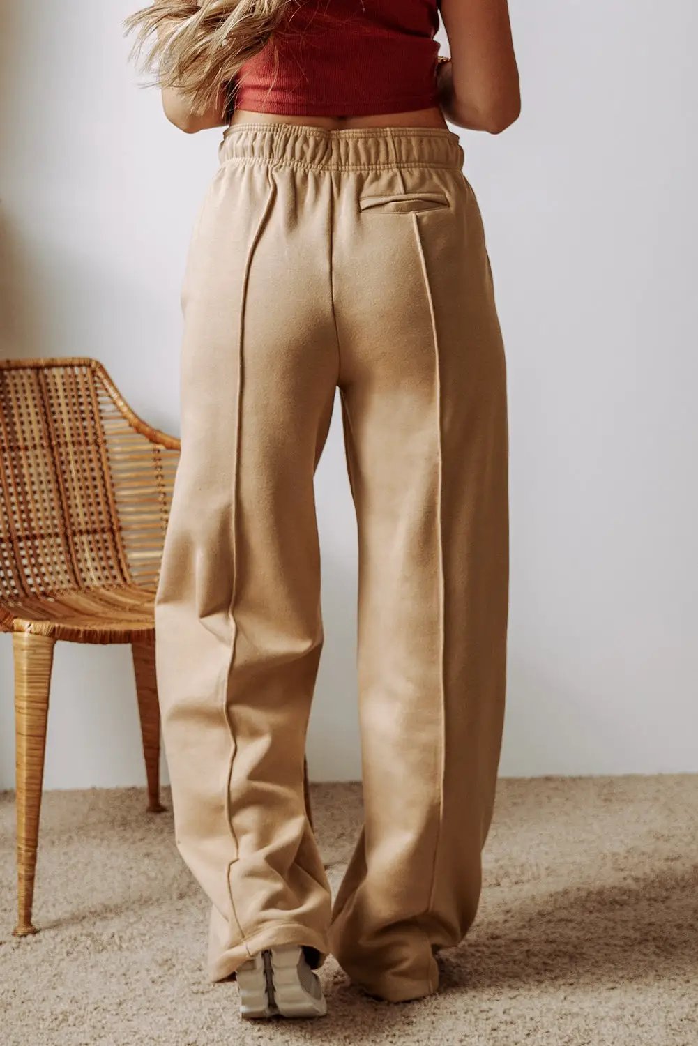 Grateful Threads Boutique Canyon Comfort Wide Leg Drawstring Pants - Sweatpants Smoke Gray Exposed Seam Drawstring High Waist Wide Leg Pants