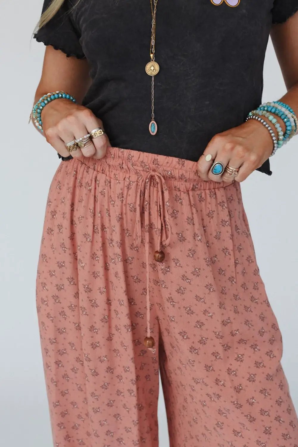 Grateful Threads Boutique Pink Boho Floral Printed Jogger Pants - Pants