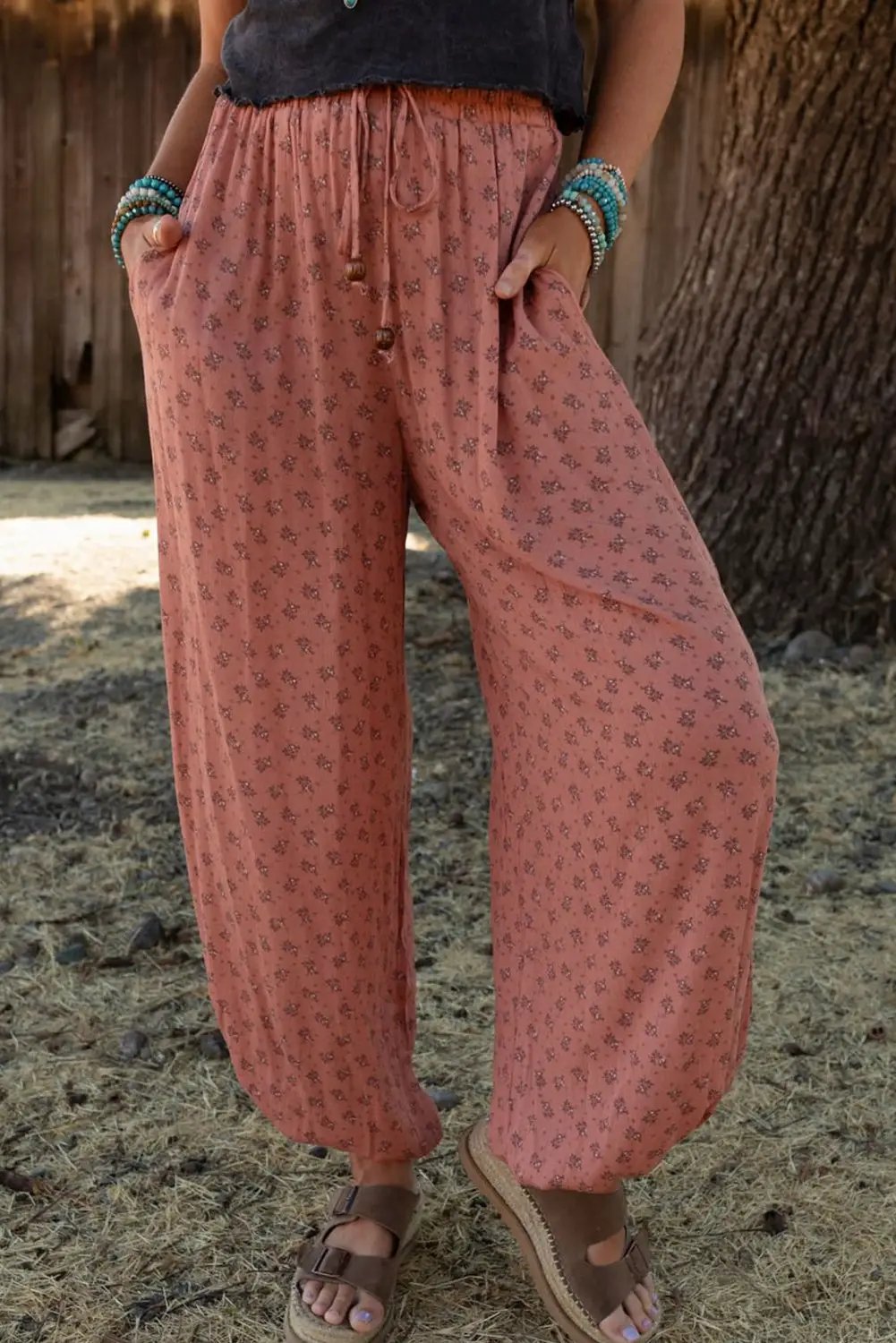 Grateful Threads Boutique Pink Boho Floral Printed Jogger Pants - Pants