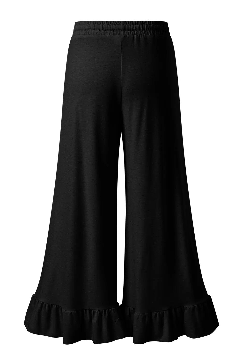 Grateful Threads Boutique Black Ruffle Bottom Drawstring Pant - Trousers Black Ruffle Bottom Drawstring Pant