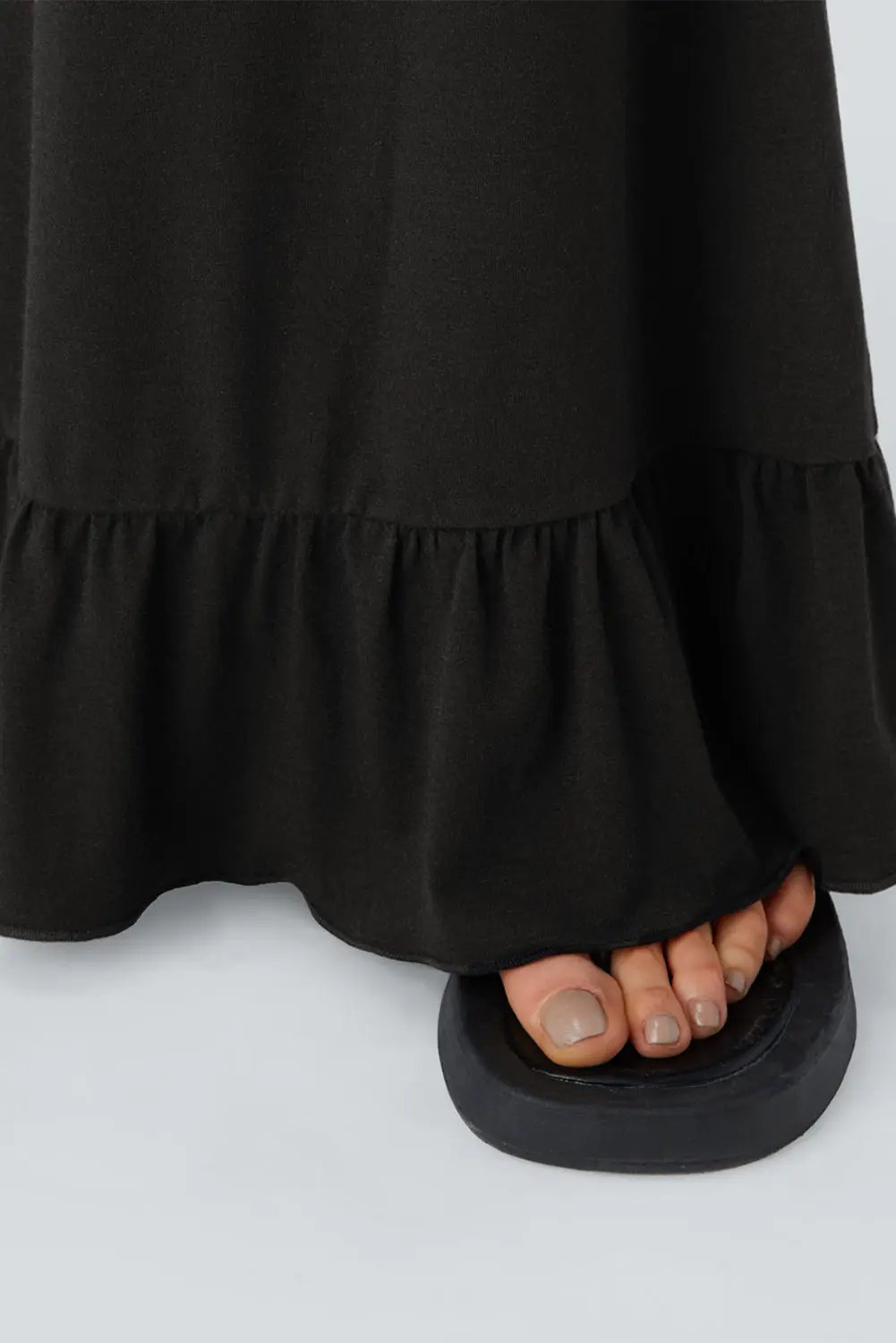 Grateful Threads Boutique Black Ruffle Bottom Drawstring Pant - Trousers Black Ruffle Bottom Drawstring Pant