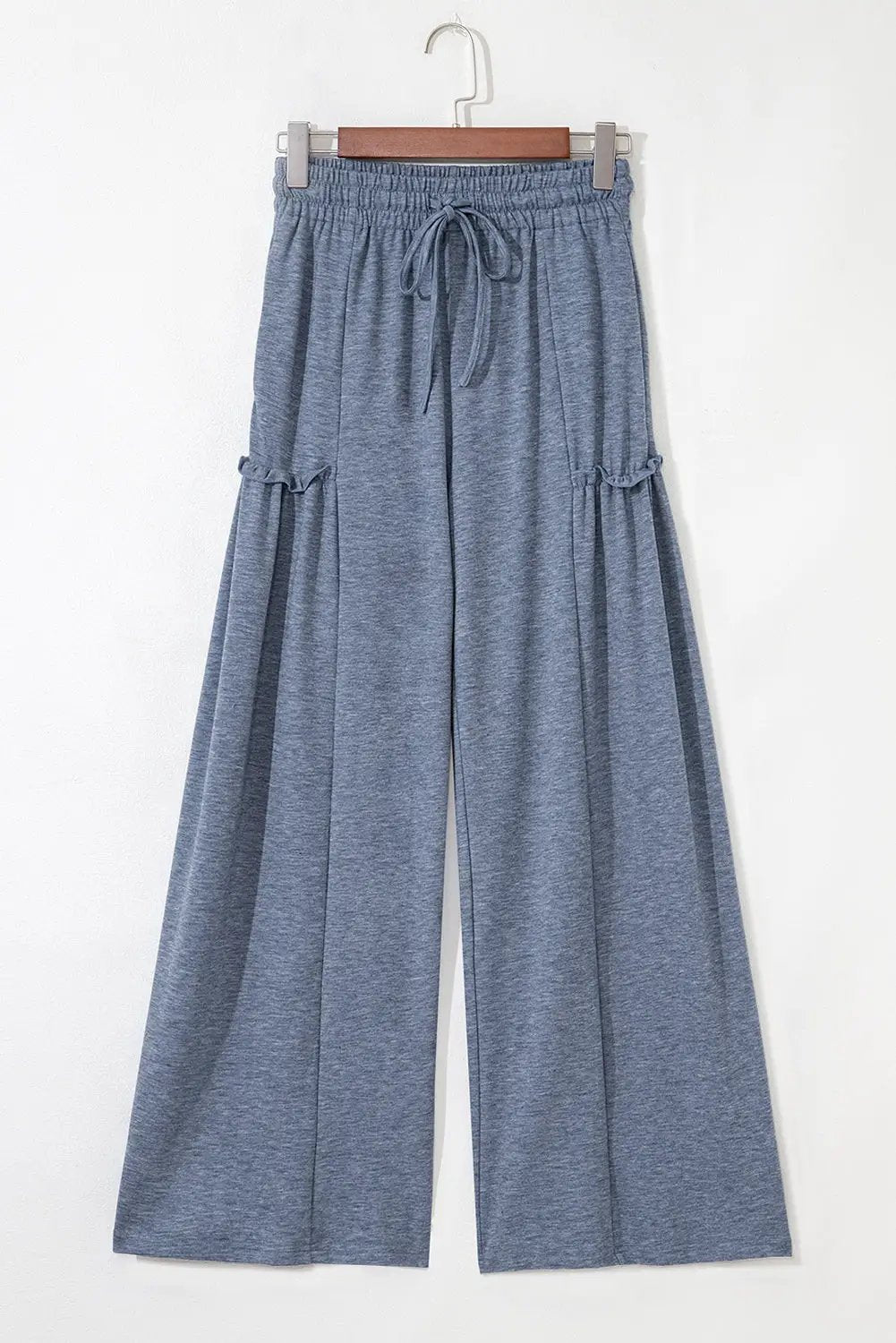 Grateful Threads Boutique High Frilled Detail Wide Leg High Waist Knit Pants - Pants High Frilled Detail Wide Leg High Waist Knit Pants