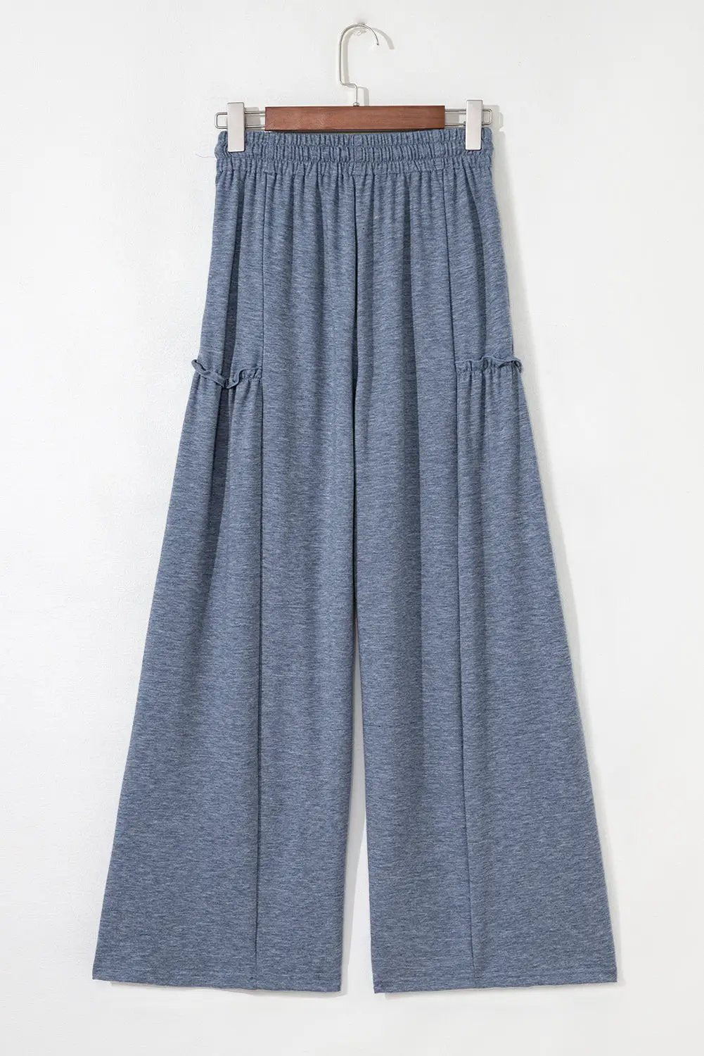 Grateful Threads Boutique High Frilled Detail Wide Leg High Waist Knit Pants - Pants High Frilled Detail Wide Leg High Waist Knit Pants