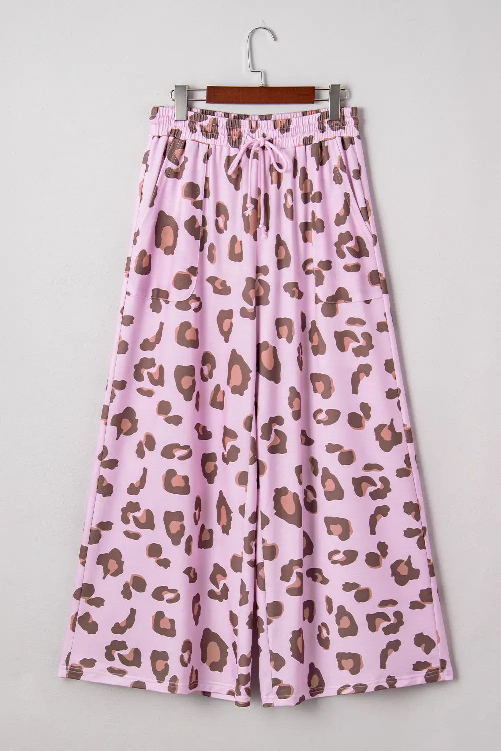 Grateful Threads Boutique Pink Drawstring Leopard Print Patch Pocket Loose Pants - Pants Pink Drawstring Leopard Print Patch Pocket Loose Pants