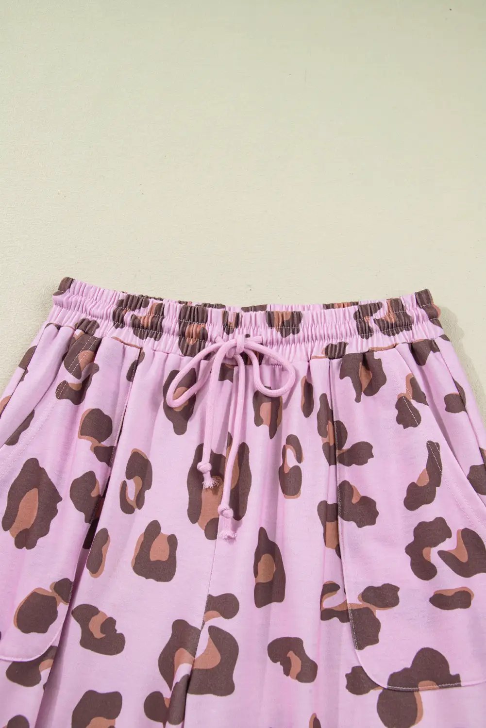 Grateful Threads Boutique Pink Drawstring Leopard Print Patch Pocket Loose Pants - Pants Pink Drawstring Leopard Print Patch Pocket Loose Pants