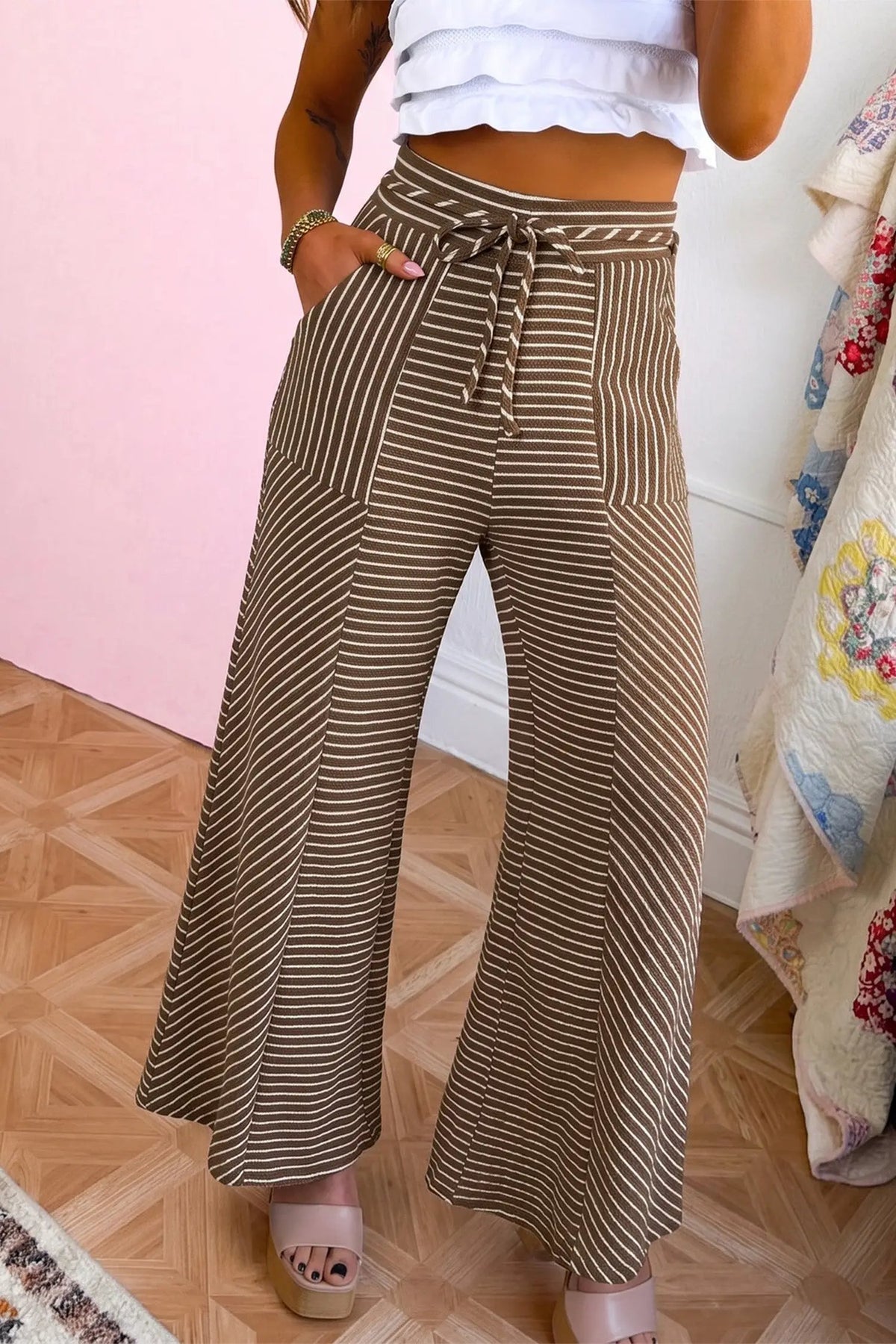 The Cassidy Pants - Khaki Stripe — main photo