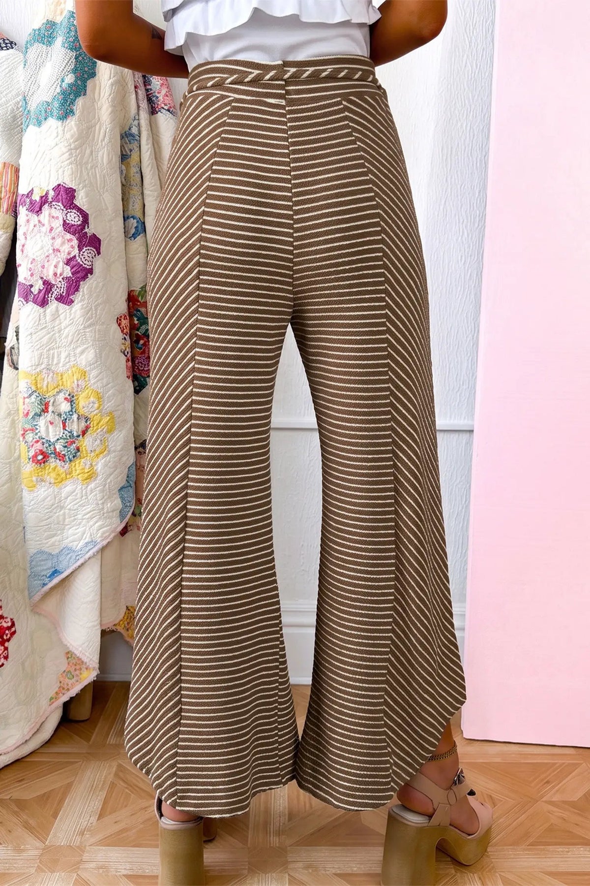 The Cassidy Pants - Khaki Stripe — view 2