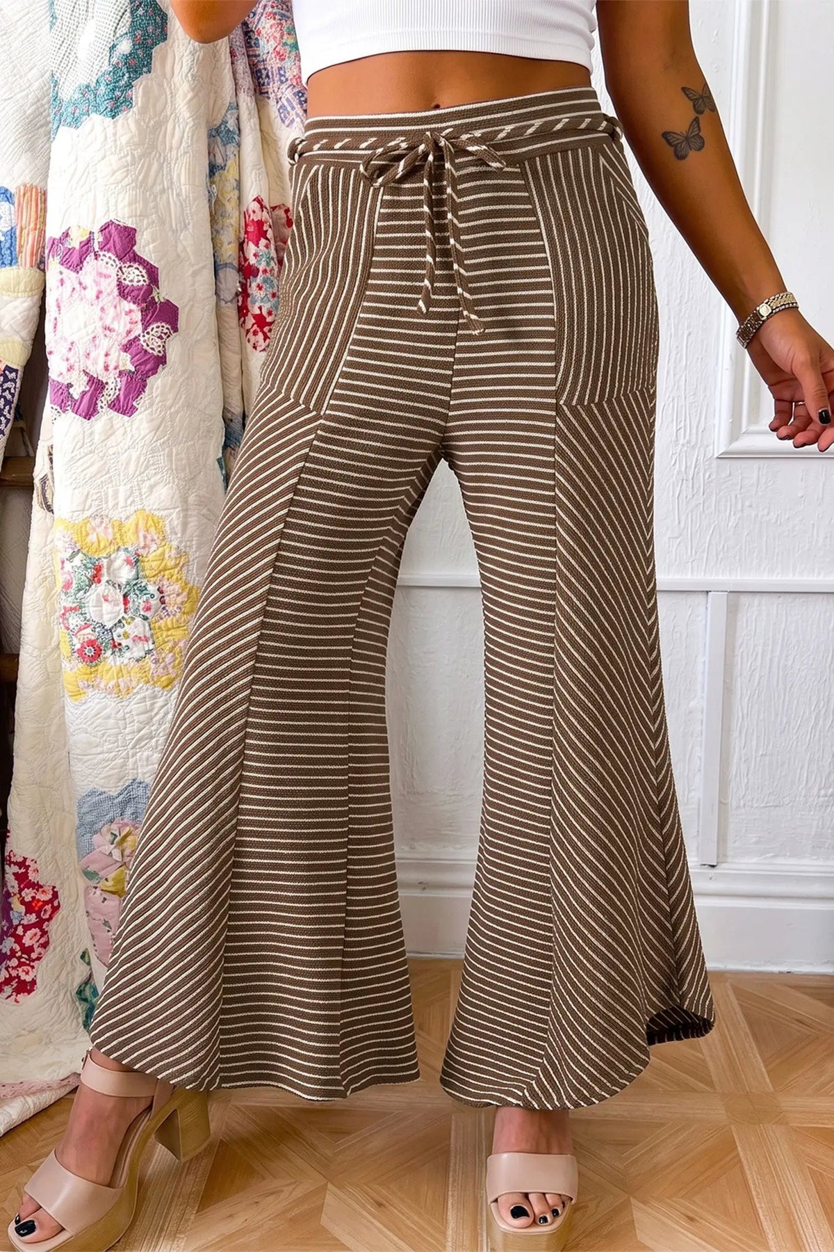 The Cassidy Pants - Khaki Stripe — view 3
