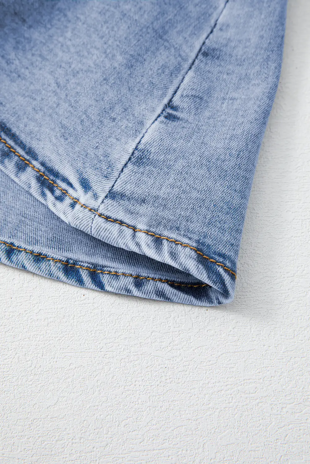 Grateful Threads Boutique Beau Blue Asymmetric Ruffle Overlay Denim Mini Skirt - Skirts Beau Blue Asymmetric Ruffle Overlay Denim Mini Skirt