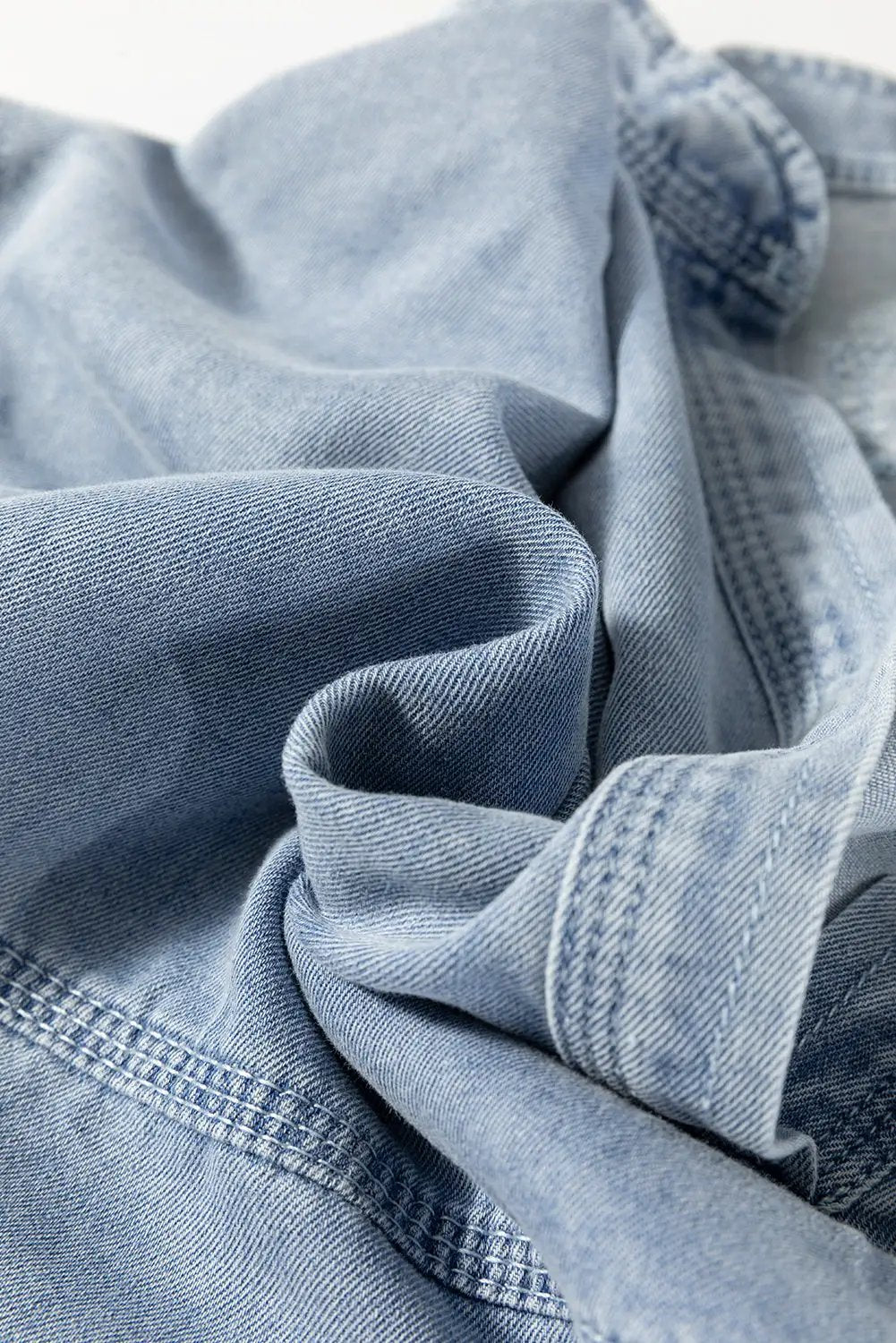 Grateful Threads Boutique Light Blue Wash V Neck Denim Top - Clothing Tops Light Blue Washed V Neck Denim Top