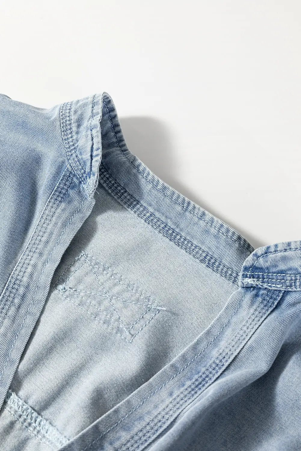 Grateful Threads Boutique Light Blue Wash V Neck Denim Top - Clothing Tops Light Blue Washed V Neck Denim Top