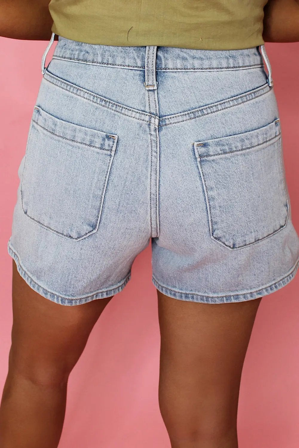 Grateful Threads Boutique Beau Blue Light Wash High Rise Denim Shorts - Denim Shorts Beau Blue Light Wash High Rise Denim Shorts