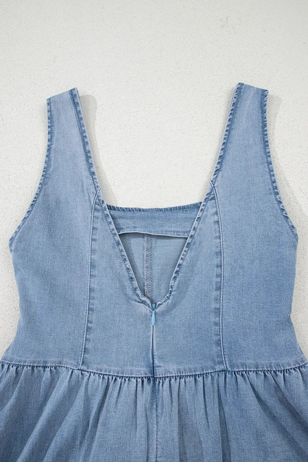 Grateful Threads Boutique Chambray Square Neck Bowknot A-line Sleeveless Denim Dress - Dresses Myosotis Square Neck Bowknot A-line Sleeveless Denim Dress