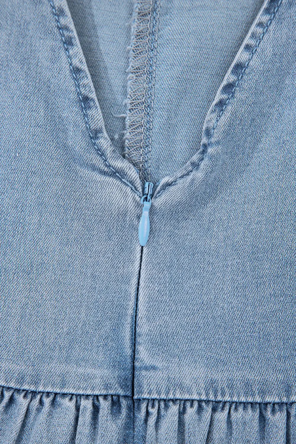 Grateful Threads Boutique Chambray Square Neck Bowknot A-line Sleeveless Denim Dress - Dresses Myosotis Square Neck Bowknot A-line Sleeveless Denim Dress