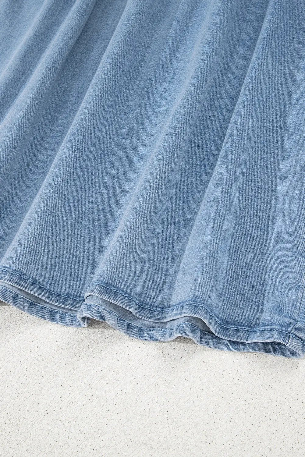 Grateful Threads Boutique Chambray Square Neck Bowknot A-line Sleeveless Denim Dress - Dresses Myosotis Square Neck Bowknot A-line Sleeveless Denim Dress