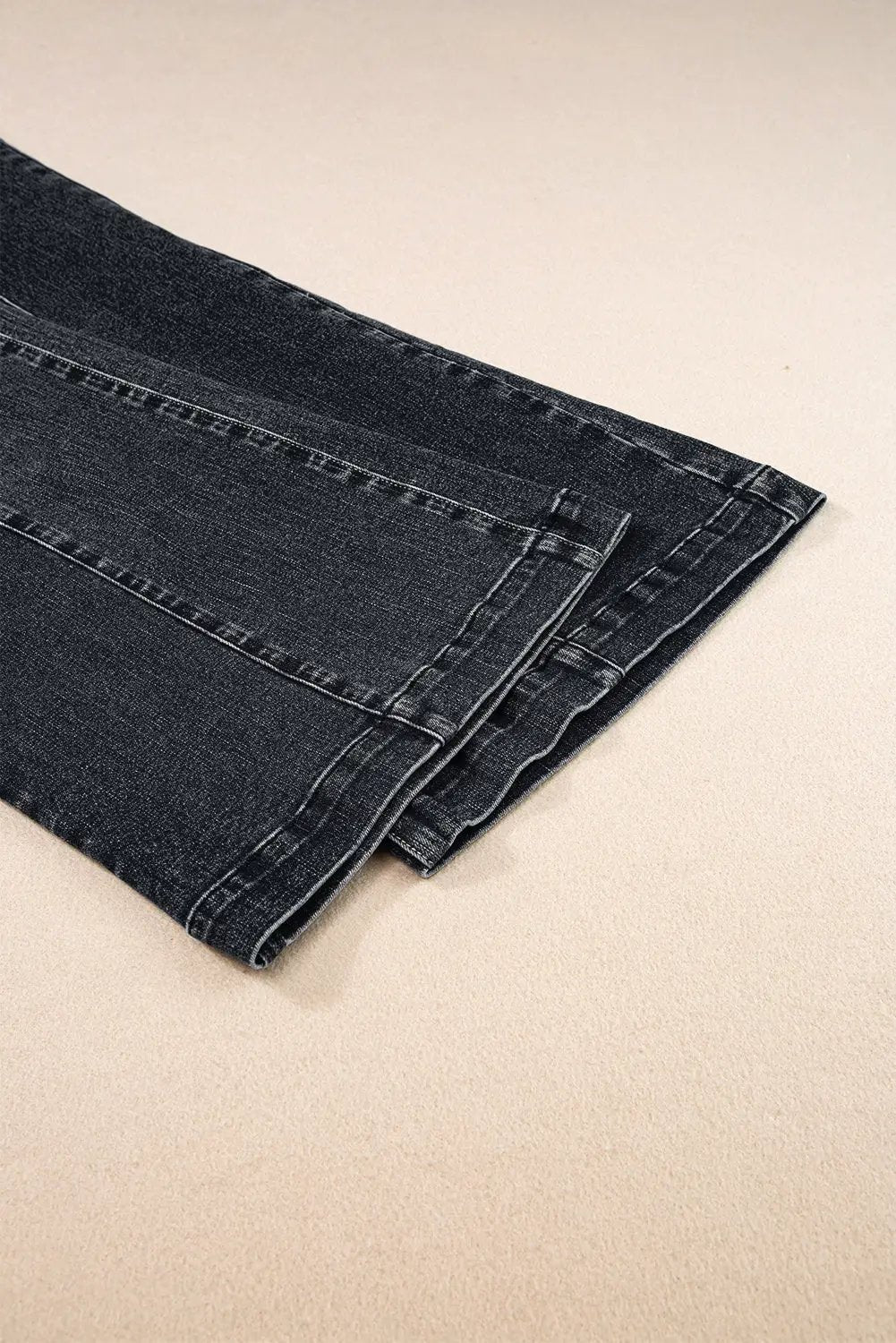 Grateful Threads Boutique Black Plain Seam Detail Flared Bottom Ankle Length Jeans - Jeans Black Plain Seam Detail Flared Bottom Ankle Length Jeans