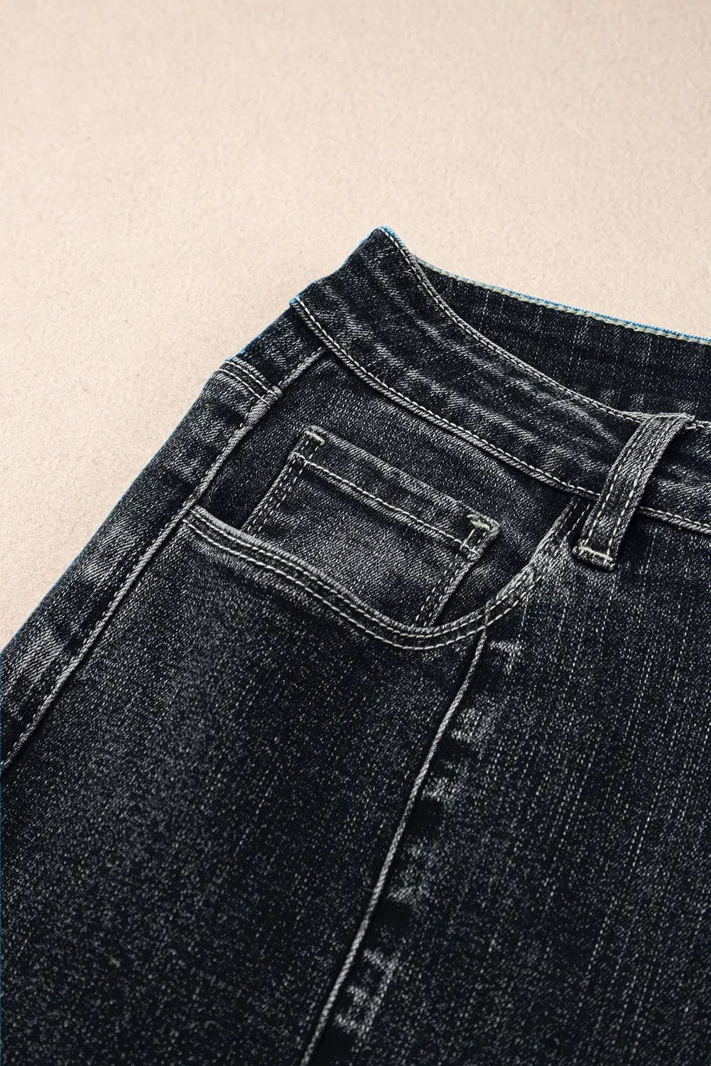 Grateful Threads Boutique Black Plain Seam Detail Flared Bottom Ankle Length Jeans - Jeans Black Plain Seam Detail Flared Bottom Ankle Length Jeans