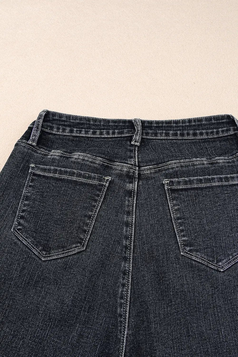 Grateful Threads Boutique Black Plain Seam Detail Flared Bottom Ankle Length Jeans - Jeans Black Plain Seam Detail Flared Bottom Ankle Length Jeans