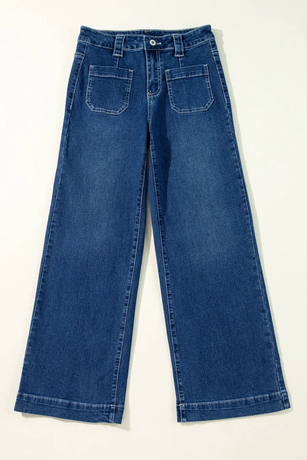 Grateful Threads Boutique Sail Blue Wide Leg Pocketed High Waist Jeans - Jeans Sail Blue Wide Leg Pocketed High Waist Jeans