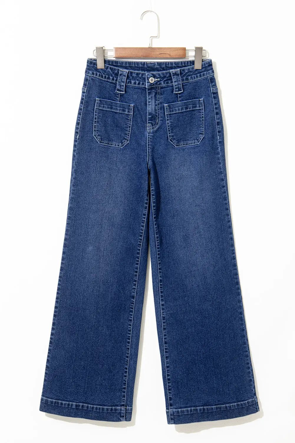 Grateful Threads Boutique Sail Blue Wide Leg Pocketed High Waist Jeans - Jeans Sail Blue Wide Leg Pocketed High Waist Jeans