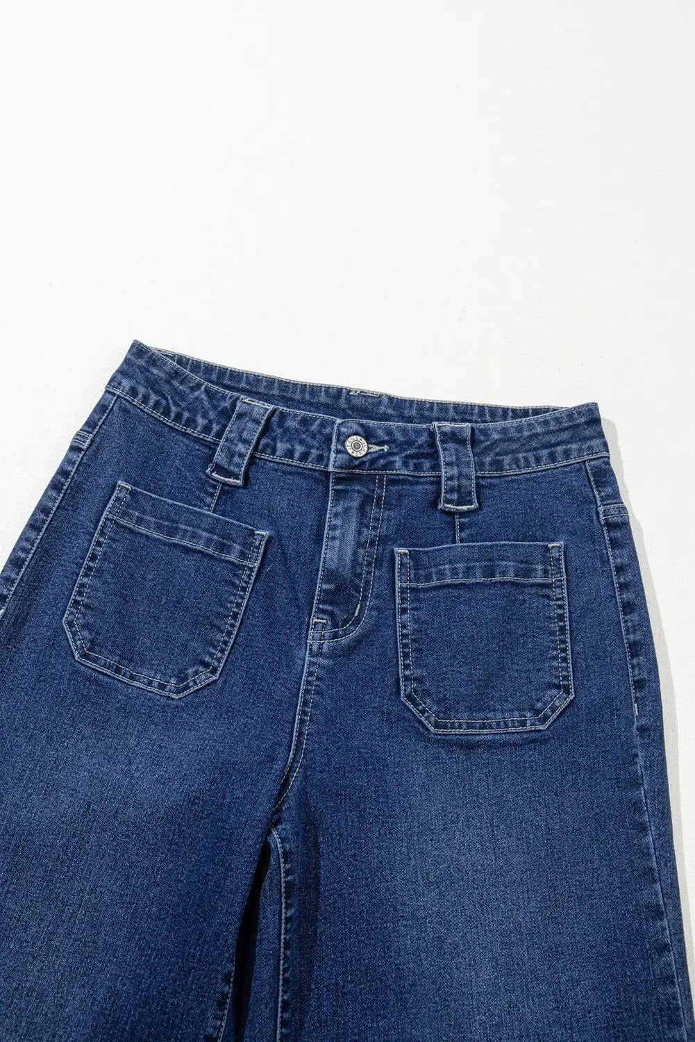 Grateful Threads Boutique Sail Blue Wide Leg Pocketed High Waist Jeans - Jeans Sail Blue Wide Leg Pocketed High Waist Jeans