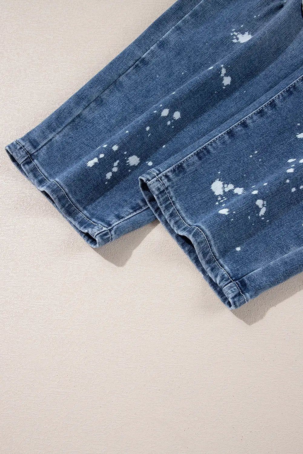 Grateful Threads Boutique Ashleigh Blue Ripped Splattering Paint Rope Waist Cropped Straight Jeans - Jeans Ashleigh Blue Ripped Splattering Paint Rope Waist Cropped Straight Jeans