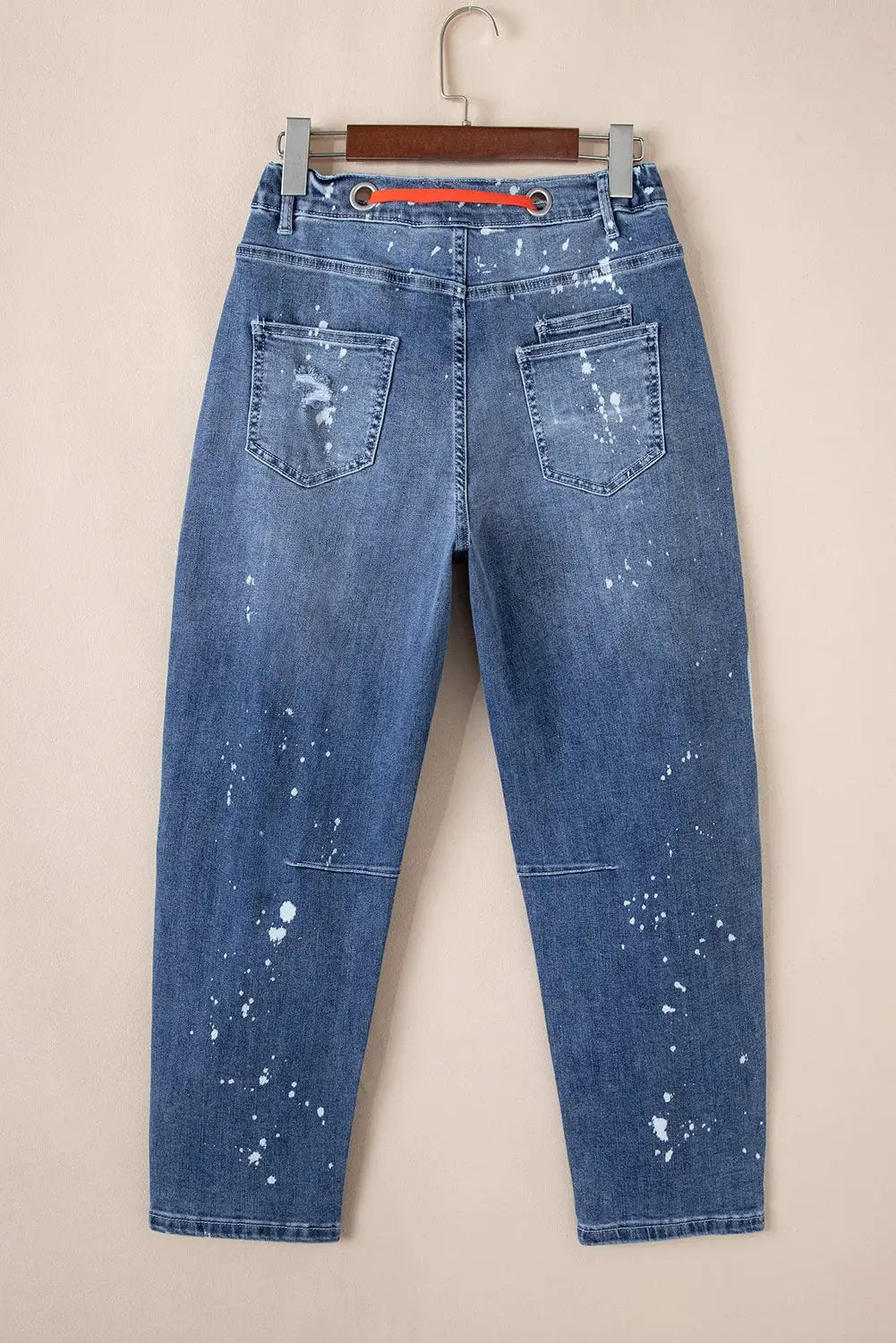 Grateful Threads Boutique Ashleigh Blue Ripped Splattering Paint Rope Waist Cropped Straight Jeans - Jeans Ashleigh Blue Ripped Splattering Paint Rope Waist Cropped Straight Jeans